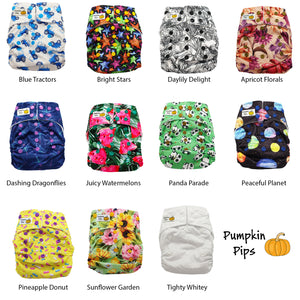 full grid of collection 3 cloth nappies