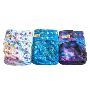 trial pack of 3 bamboo cloth nappies