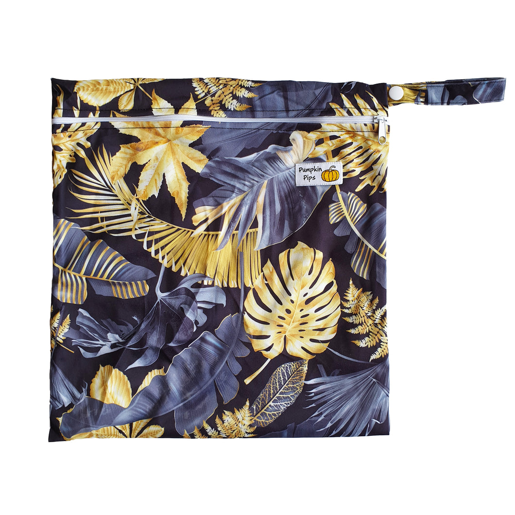 black and gold tropical wet bag