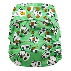 cute embarrassment pandas on green bamboo cloth nappy 