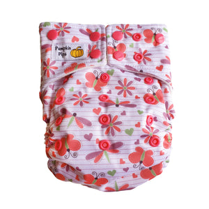 pastel pink and mauve butterflies girls cloth nappy