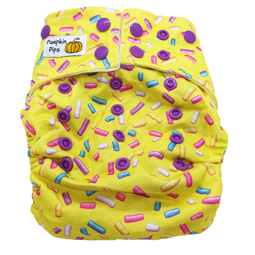 pineapple donut yellow icing and sprinkles bamboo cloth nappy