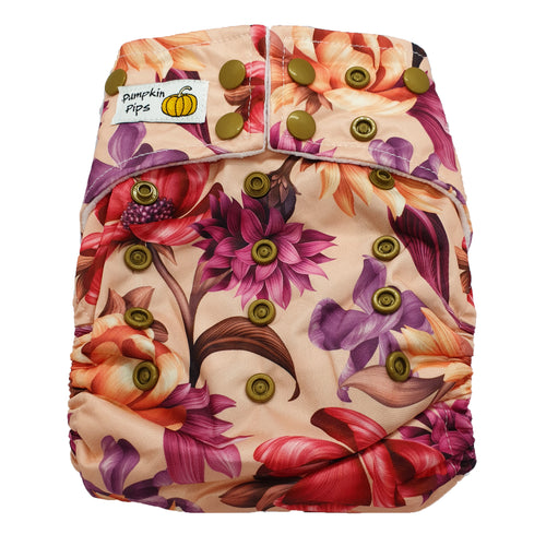 apricot summer florals bamboo cloth nappy
